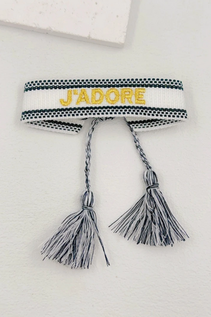 Bracelet en tissu “J’ADORE”