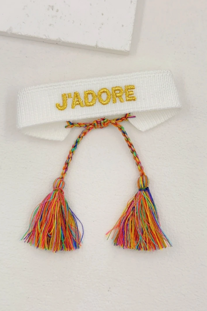 Bracelet en tissu “J’ADORE”