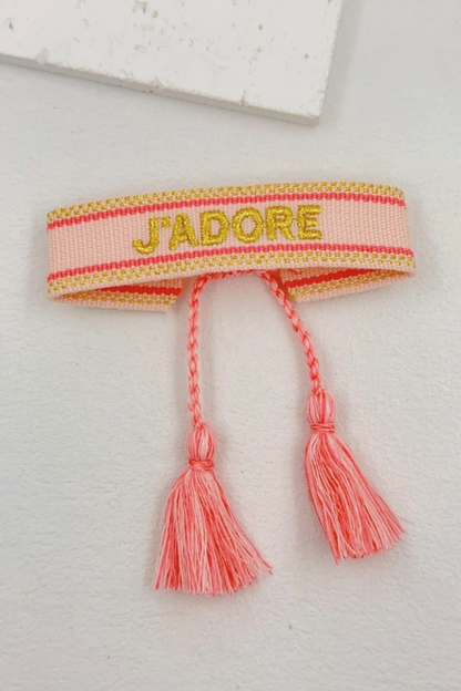 Bracelet en tissu “J’ADORE”