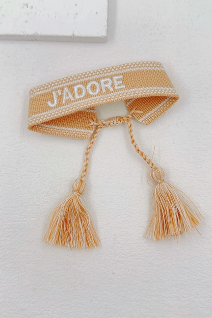 Bracelet en tissu “J’ADORE”