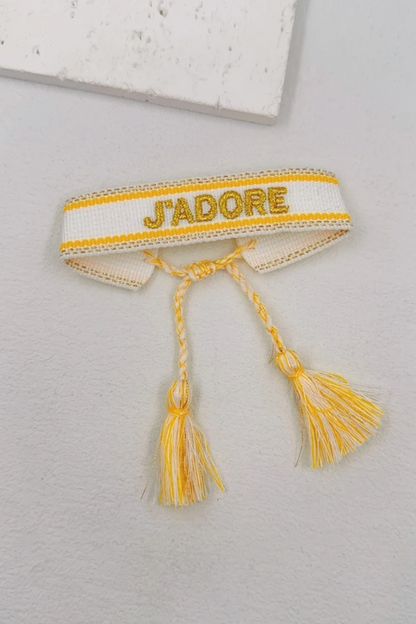 Bracelet en tissu “J’ADORE”