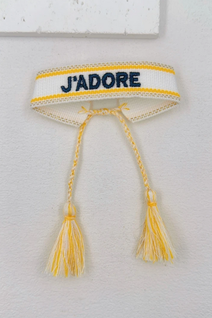 Bracelet en tissu “J’ADORE”