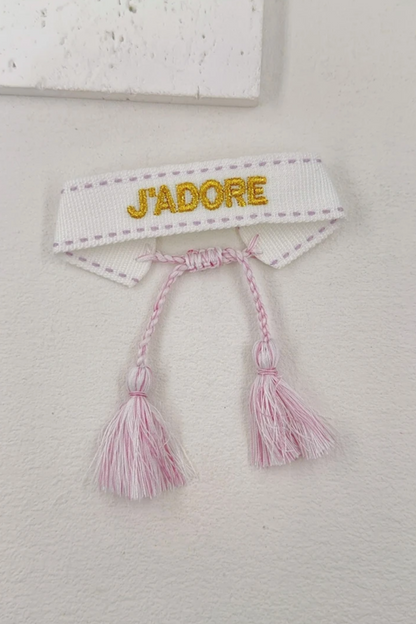 Bracelet en tissu “J’ADORE”