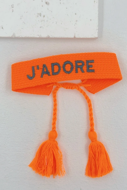 Bracelet en tissu “J’ADORE”