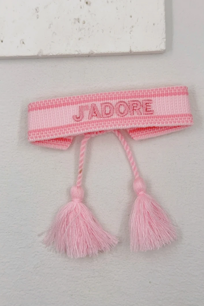 Bracelet en tissu “J’ADORE”