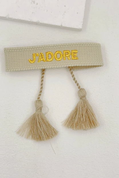 Bracelet en tissu “J’ADORE”