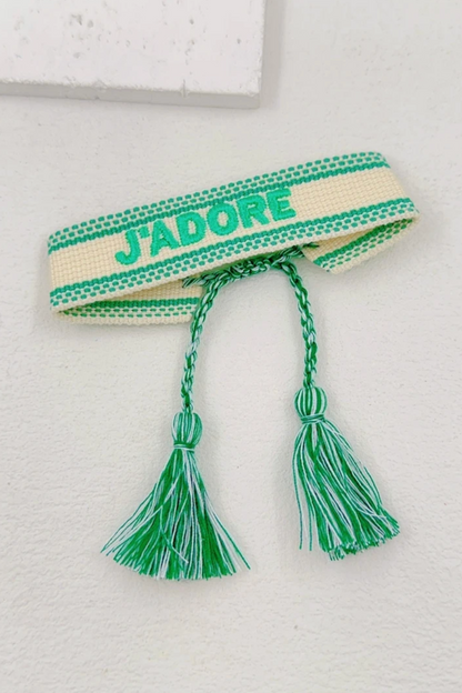 Bracelet en tissu “J’ADORE”
