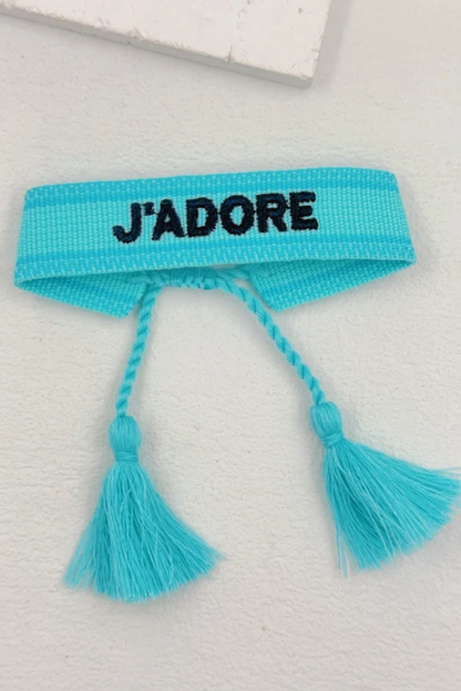 Bracelet en tissu “J’ADORE”
