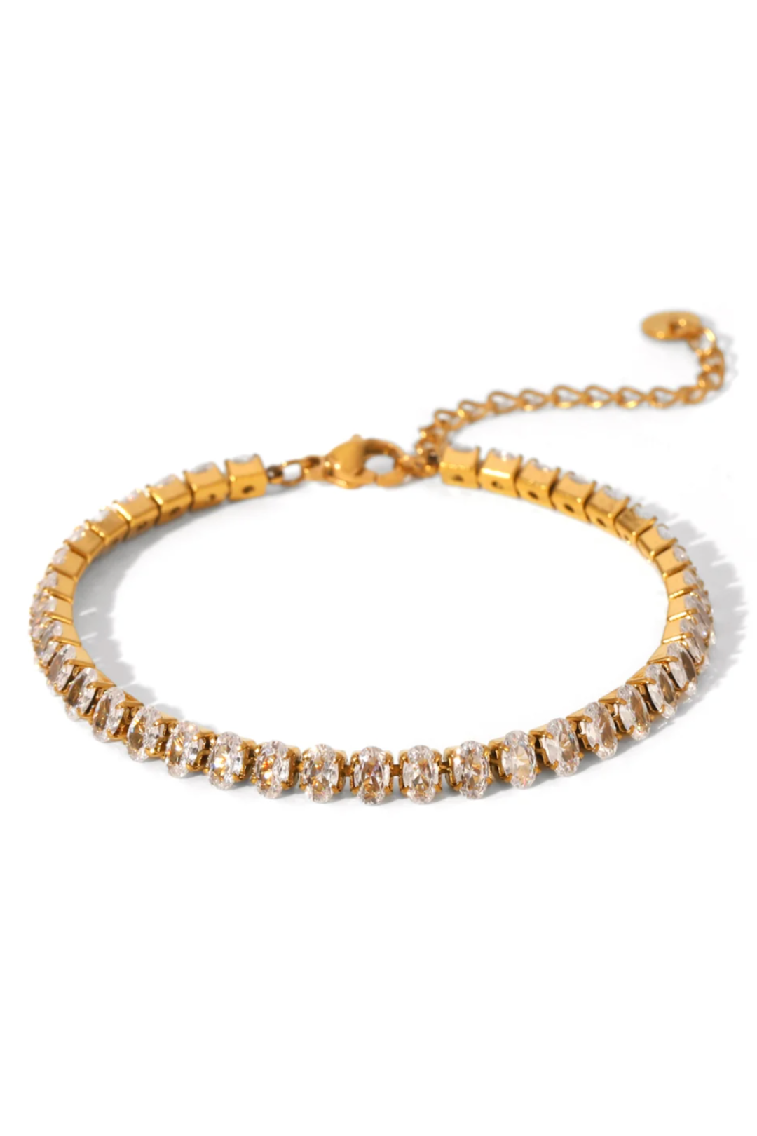 Bracelet fin doré en acier inoxydable et zircon