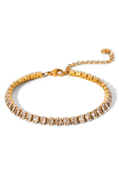 Bracelet fin doré en acier inoxydable et zircon