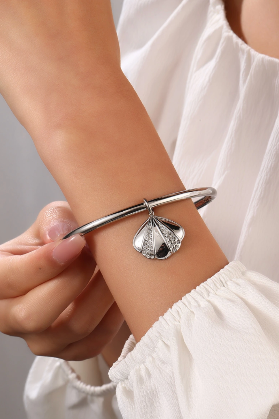 Bracelet coquillage en acier inoxydable femme