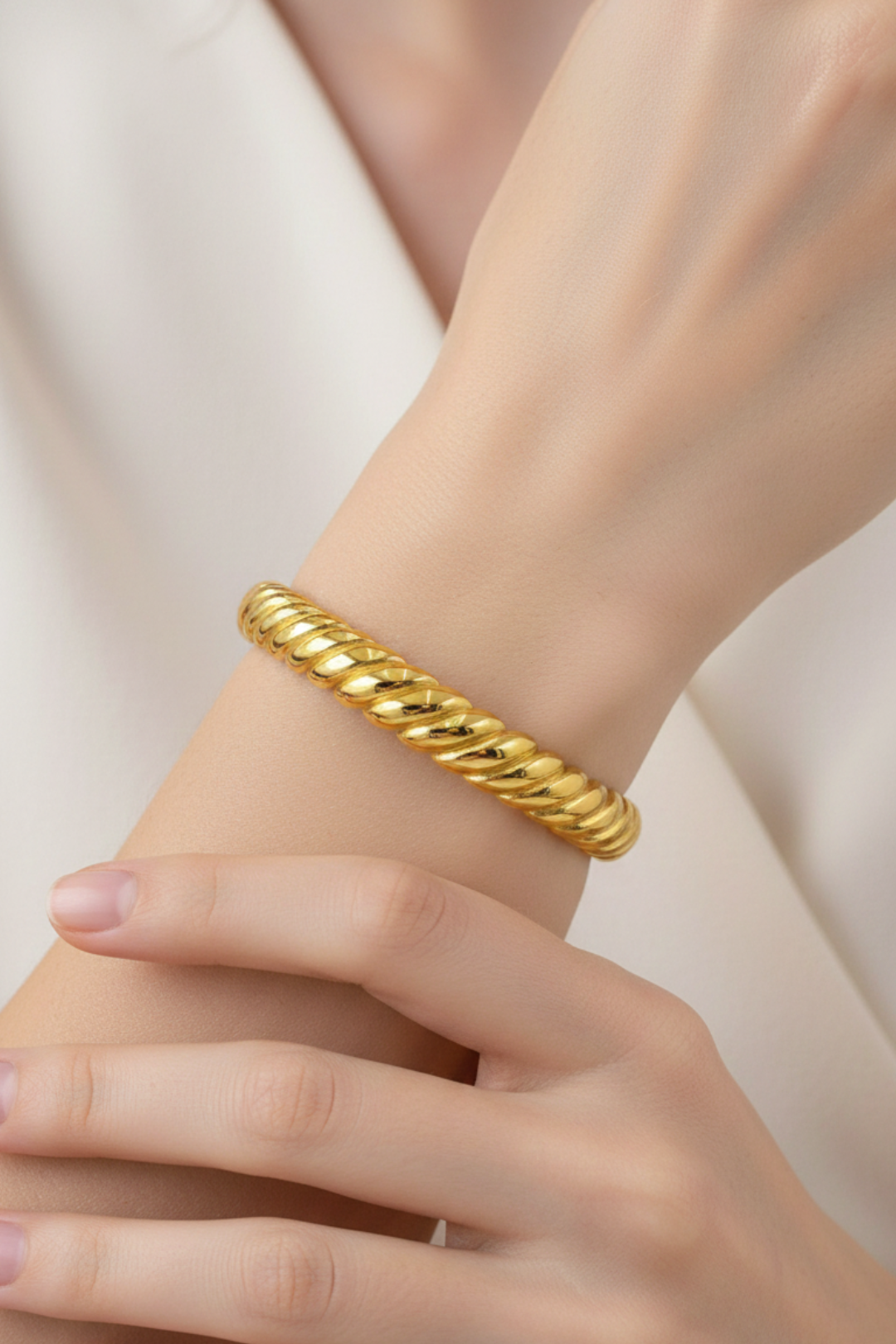 Bracelet jonc doré en acier inoxydable - 100 % résistant à l’eau