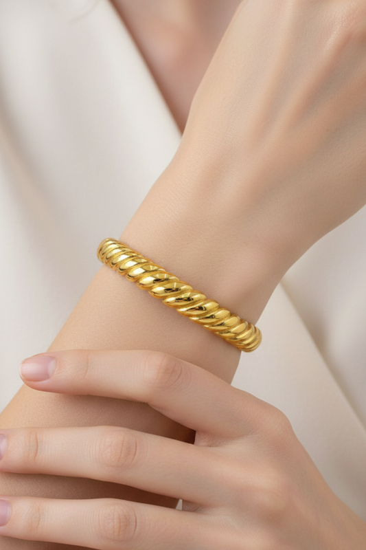 Bracelet jonc doré en acier inoxydable - 100 % résistant à l’eau