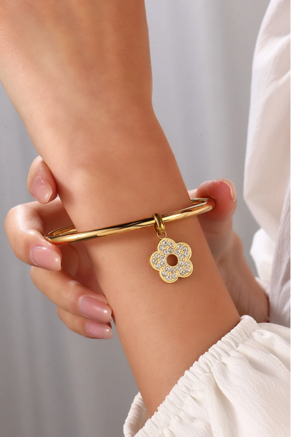 Bracelet jonc acier inoxydable doré style chic