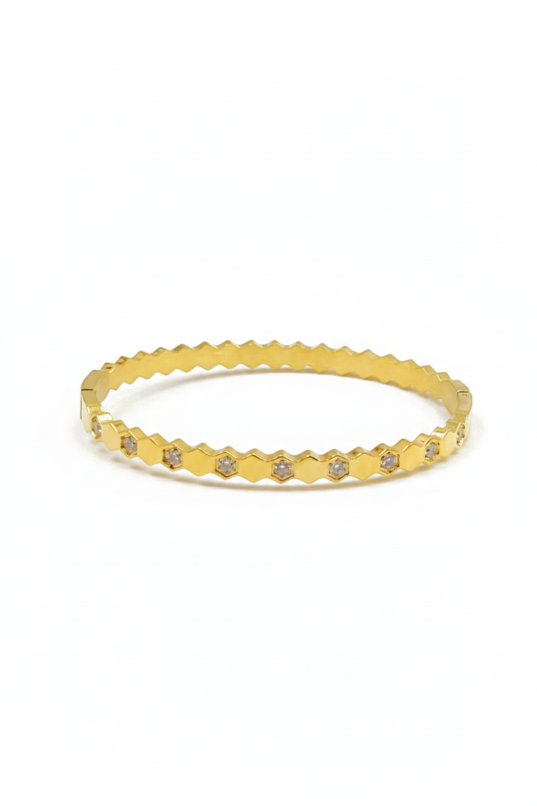 Bracelet jonc contemporain en acier inoxydable et strass lumineux