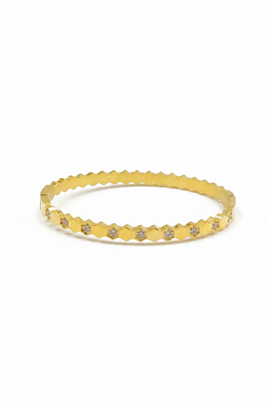 Bracelet jonc contemporain en acier inoxydable et strass lumineux