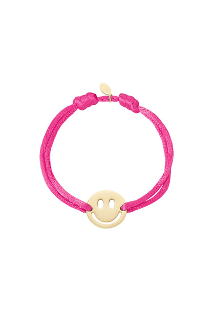 Bracelet smiley en satin réglable