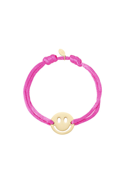 Bracelet smiley en satin réglable