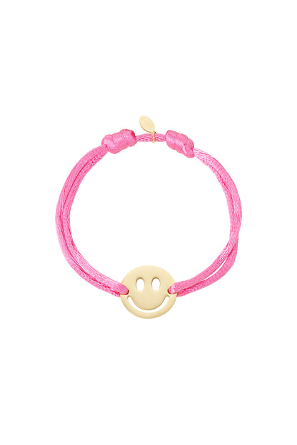 Bracelet smiley en satin réglable
