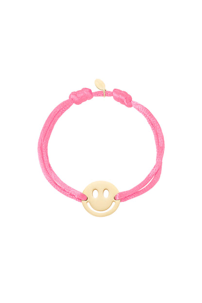 Bracelet smiley en satin réglable