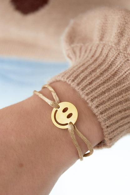 Bracelet smiley en satin réglable