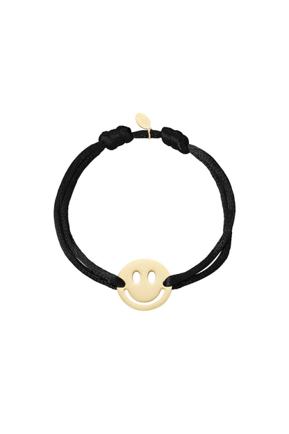 Bracelet smiley en satin réglable