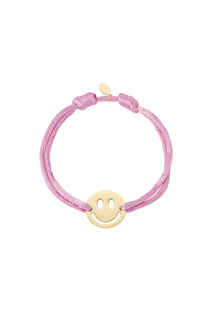 Bracelet smiley en satin réglable