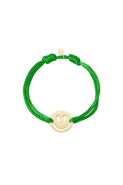 Bracelet smiley en satin réglable
