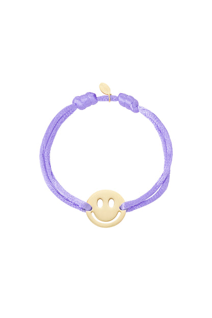 Bracelet smiley en satin réglable