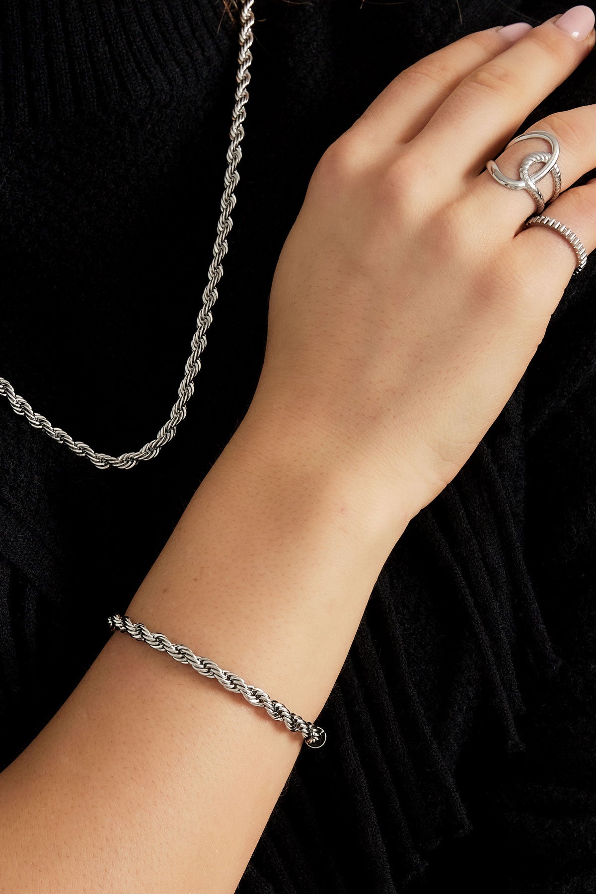 Bracelet torsadé unisexe en acier inoxydable