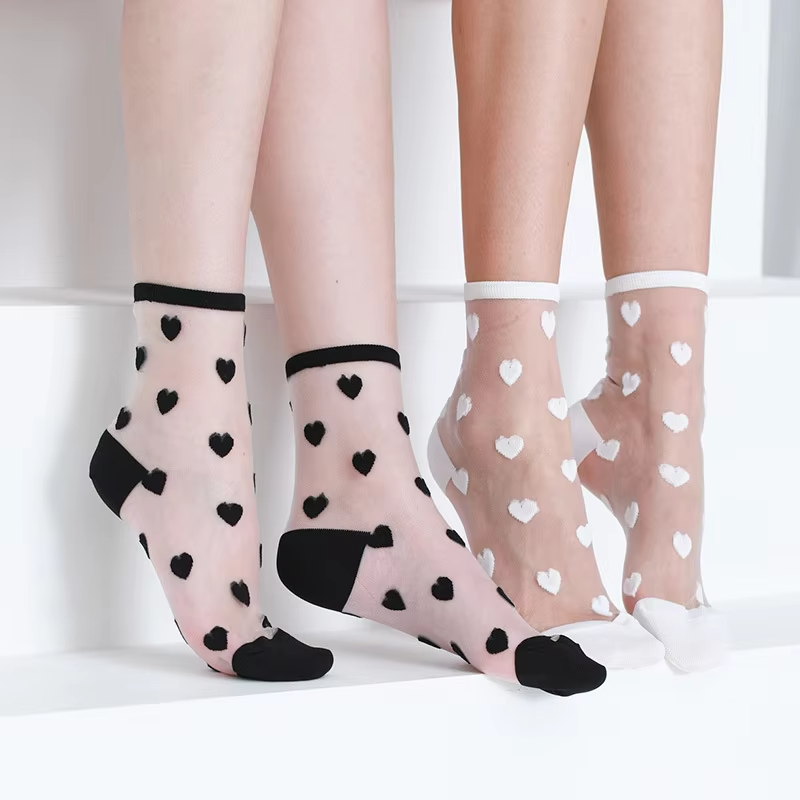 Chaussettes cœur à pois