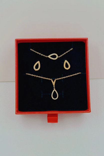 Coffret bijoux doré femme en acier inoxydable en forme de goutte