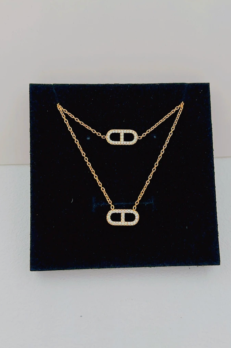 Coffret bijoux en acier inoxydable doré – Collier et bracelet ovales