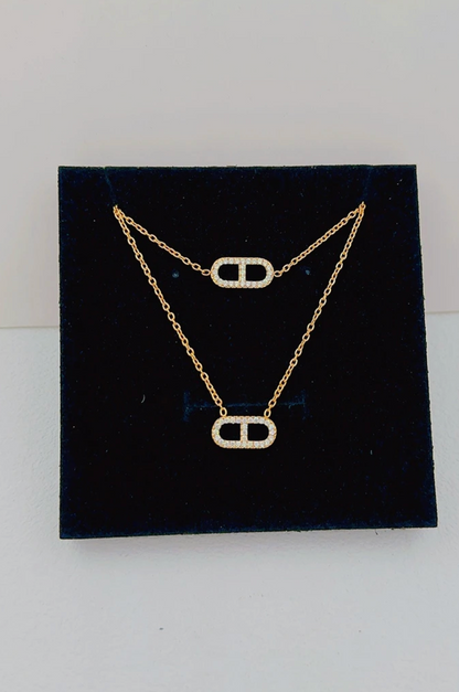 Coffret bijoux en acier inoxydable doré – Collier et bracelet ovales