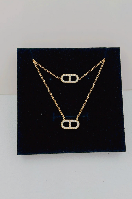 Coffret bijoux en acier inoxydable doré – Collier et bracelet ovales