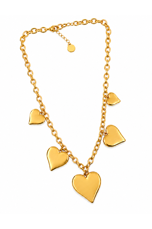 Collier Chaîne Cœurs Doré en Acier Inoxydable