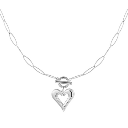 Collier Chaîne à Maillons Coeur Épais en Acier Inoxydable