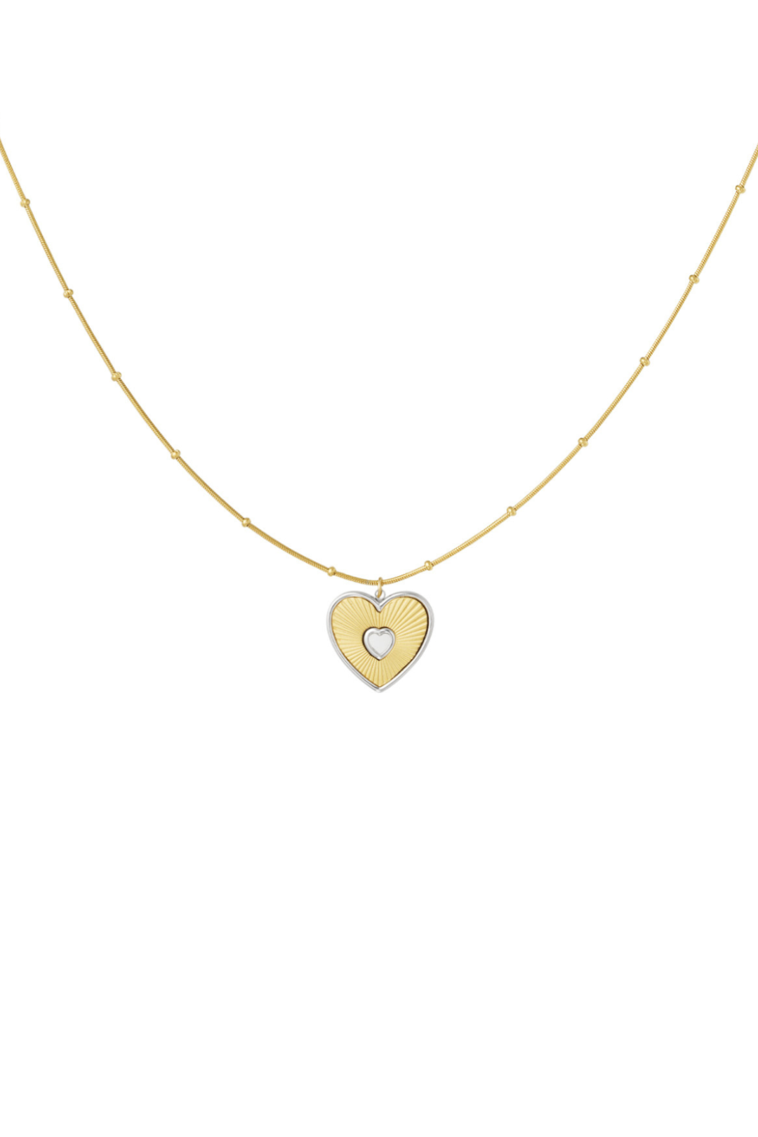 Collier Cœur Bicolore Femme – Collier Doré Acier Inoxydable