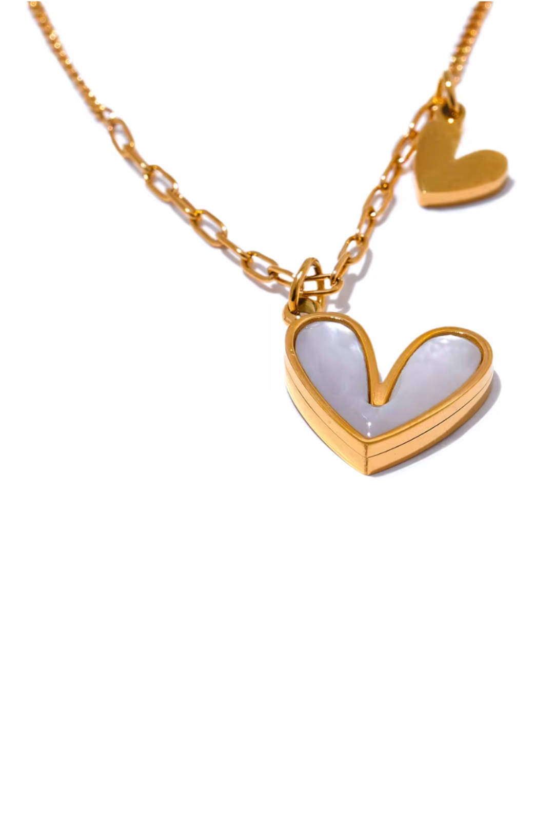 Collier Cœur Nacre Doré Femme – Collier Acier Inoxydable