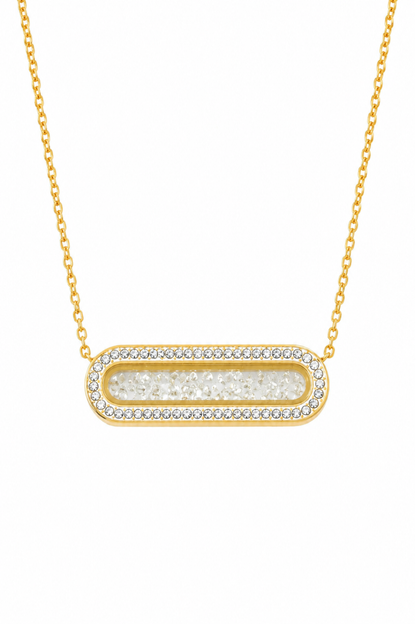 Collier Maillon Cristaux Dorés en Acier Inoxydable