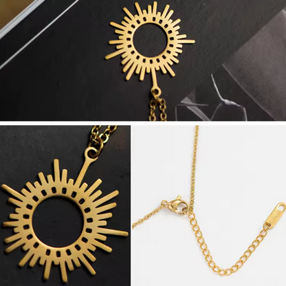 Collier Pendentif Soleil pour Femme en Acier Inoxydable Doré