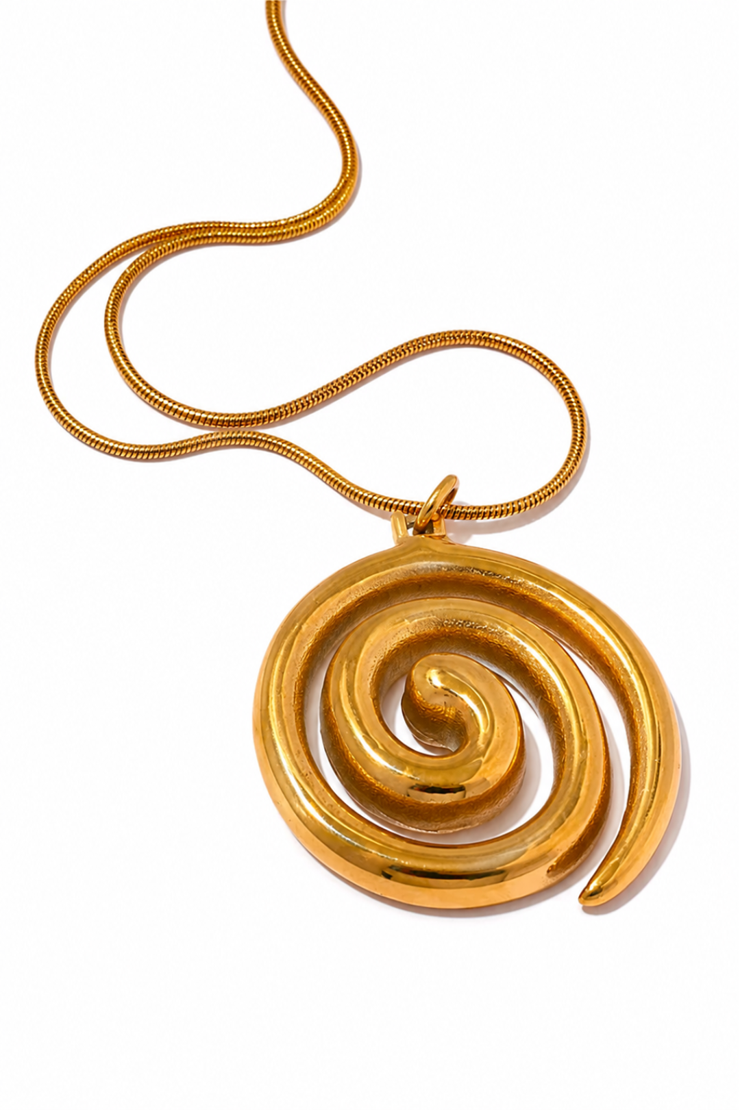 Collier Pendentif Spirale Doré en Acier Inoxydable