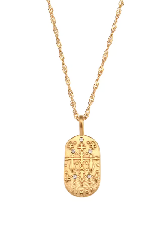Collier Signe Balance en Acier Inoxydable Doré