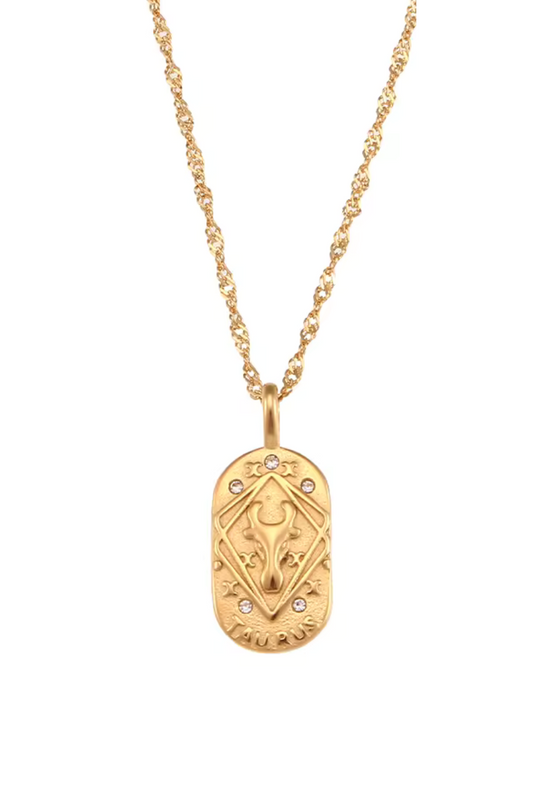 Collier Signe Taureau en Acier Inoxydable Doré