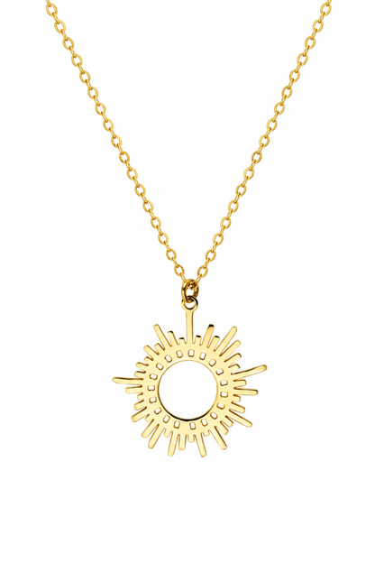 Collier Soleil Ajouré Doré Femme – Collier Acier Inoxydable