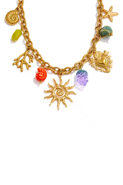 Collier en acier inoxydable à charms