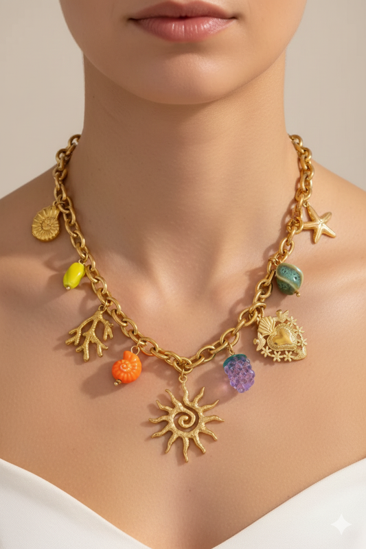 Collier à charms en acier inoxydable