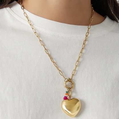 Collier cadenas avec pendentif cœur