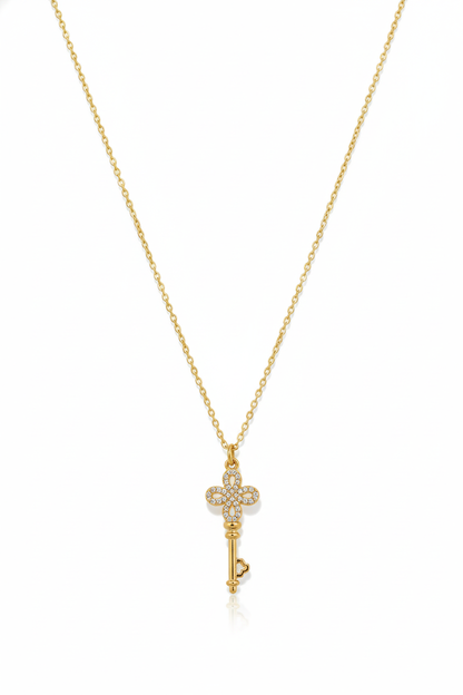 Collier clé dorée en acier inoxydable