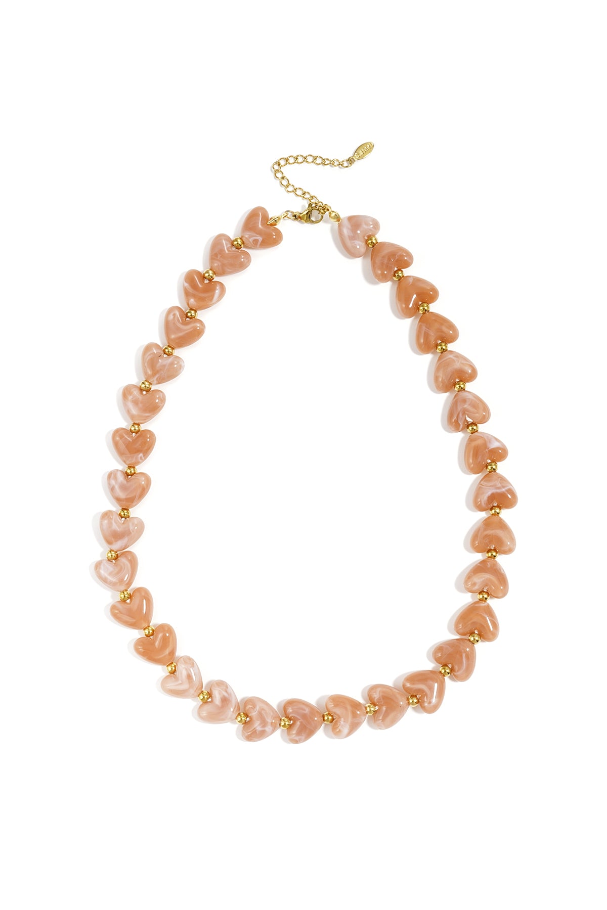 Collier coeurs en acrylique et acier inoxydable tanne